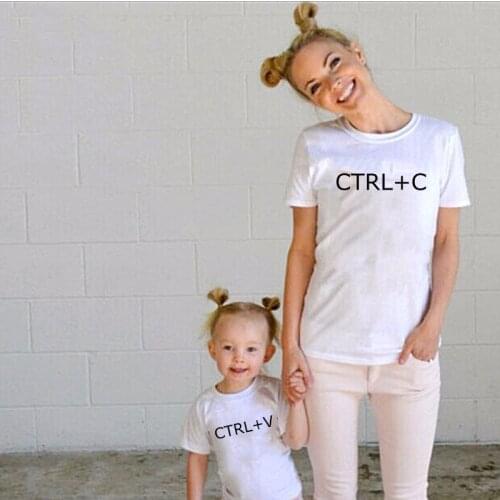 1pcs Ctrl+C and Ctrl+V Printed Matching Mom T-shirt Baby Bodysuit Perfect Gift for Mothers Day Separate Purchase Family Clothes