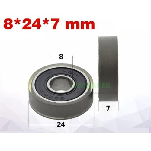 1pcs 8*24*7mm 608 bearing wrapped rubber wheel, mute roller/bearing sliding, PU soft rubber, Mishmi flat guide wheel