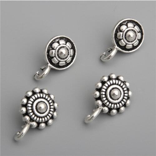 10pcs Silver Color Flower Hook Pendant Charms Fit DIY Jewelry Making Necklace Accessories
