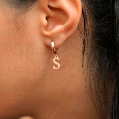 26 English Letters A-Z Stud Earring Custom Letter earrings Hot Sale Simple Stainless Steel for Women Initial Earrings