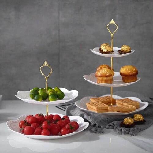 3 Layer Cake Stand Plates Style Wedding Party Multi Layer Plastic Three-tier Fruit Tray Snack Candy Tray