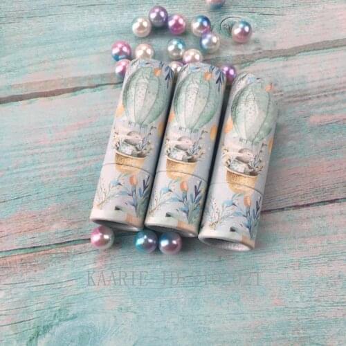 5/10/30/50pcs Rabbit Hot Air Balloon Blue Sky Round Paper 12.1mm Empty Lipstick Tube Lip Balm Bottle Lipstick Shell Packaging