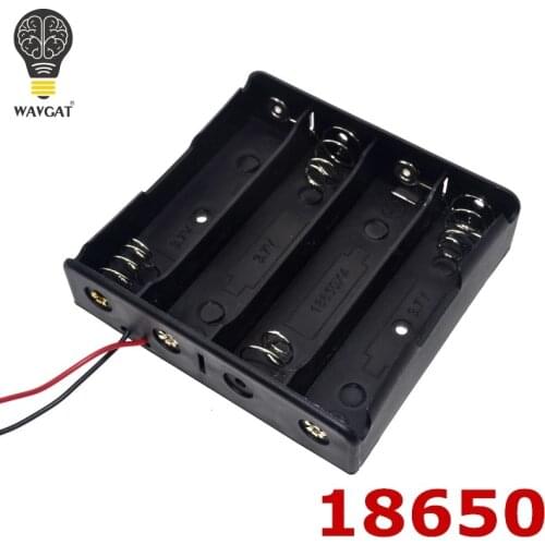 Power Bank 4 X 18650 Battery Li-ion 3.7V Clip battery holder Box Case Black With Wire Lead battery holders