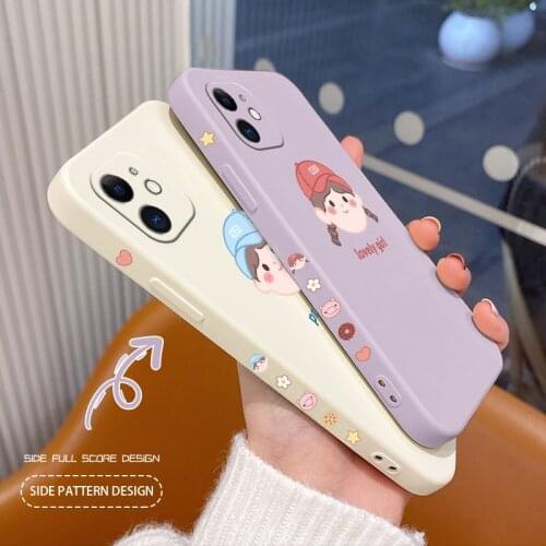 Couple Avatar Girl Phone Case For iPhone 12 Pro Max 11 X XS XR XSMAX SE2020 8 8Plus 7 7Plus 6 6S Plus Liquid Silicone Cover