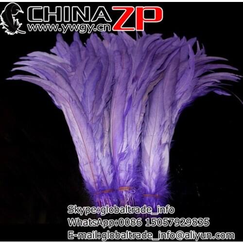 CHINAZP Factory Cheap Wholesale 100pieces/lot 30~35cm Length Top Quality Lilac Fully Dyed Rooster Tail Feathers