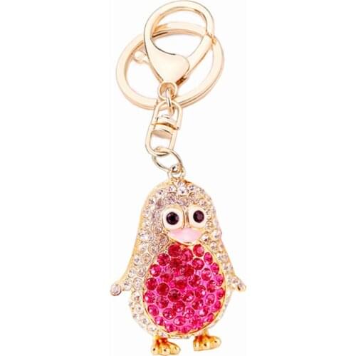 Zinc Alloy Crystal Penguin Keychain Fashion Women Car Crystal Key Chains Men Keyring Key Holder Gift R101