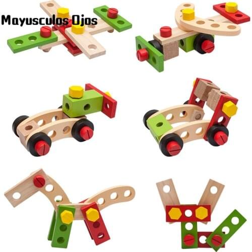 Wooden Variety Nut Simulation DIY Portable Toolbox Combination Disassembly Assembly Boy Play House Repair Educational Toys