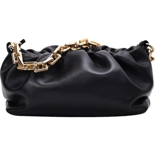 Elegant Women Chain Bag Leather Shoulder Handbags Female Clutch Evening Party Purse Women Cloud Underarm shoulder bag Totes