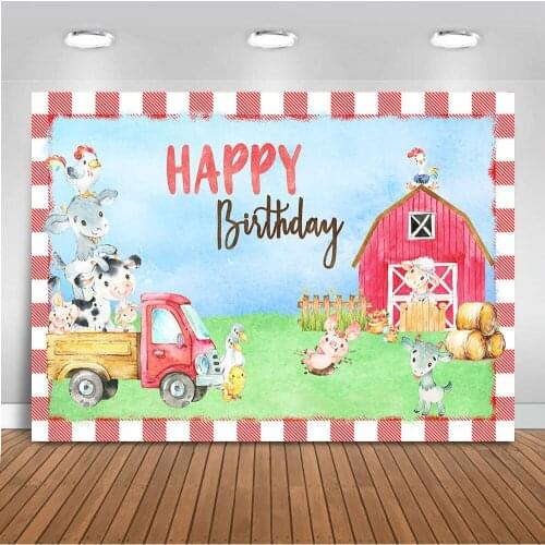 Farm backdrop for photography Happy Birthday Green Grass Background for photo booth studio warmhouse party decoration supplies