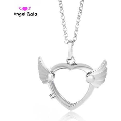 Harmony Caller Jewelry Engelsrufer Angel Wing Ball 24mm Heart Music Cage Sound Necklaces Puerpera Pendants Women Necklace L112