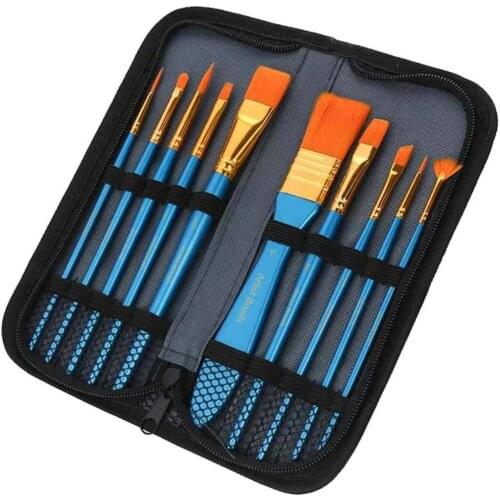 10pcs/set Bristles Hair Wooden Handle Watercolor Paint Brush Acrylic Painting Art Paint Brushes Supplies