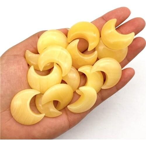 Beautiful 1pc Natural Yellow Topaz Moon Shaped Gemstone Healing Crystal Specimen Polished Stones Natural Quartz Crystals