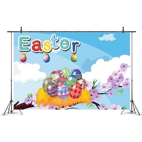 Colorful Easter Eggs Clouds Holiday Photography Background Photo Booth Studio Decor