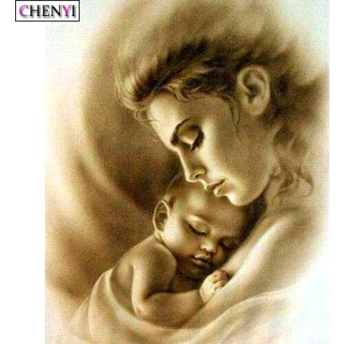 CHENYI Full Square Mosaic Diamond Embroidery Diy Mother Love Diamond Painting Cross Stitch Needlework Rhinestones Art Decor Home