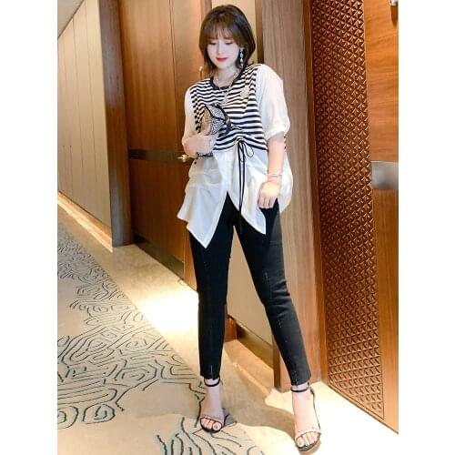 High quality Tall waist stretch feet new jeans in summer