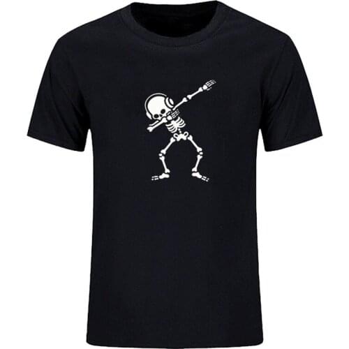 Summer cotton T-shirt music print dead helmet rock hip hop crew collar man