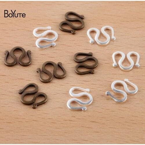BoYuTe (200 Pieces/Lot) 10MM Metal Brass W Shaped Connector Clasps Handmade Diy Jewelry Accessories Parts