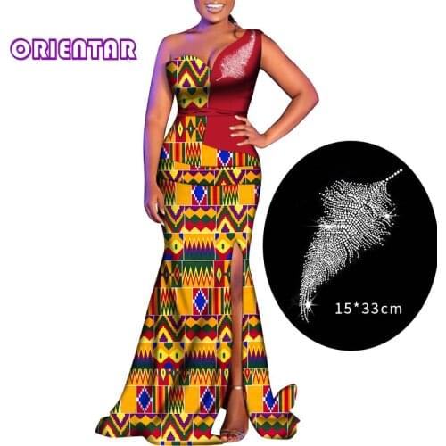Fashion African Dress Long Evening Dresses Sequined Sleeveless African Print Formal Ankara Dresses Robe Africaine WY6665