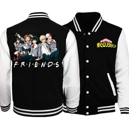 2020 Men New Japanese Anime My Hero Academia Friends Baseball Jackets Sweatshirt Autumn Winter Streetwear White Coats Jacket