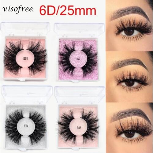 Visofree 5D Mink Eyelashes 25MM Long Lasting Mink Lashes Natural Dramatic Volume Eyelashes Extension Thick 3D False Eyelashes