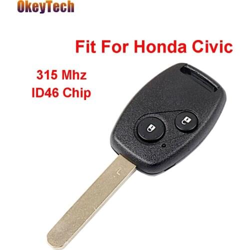 OkeyTech 315Mhz ID46 7961Chip Keyless Entry Remote Car Key Uncut Blade Fob 2 Button for Honda Civic Car Alarm Control Remote Key