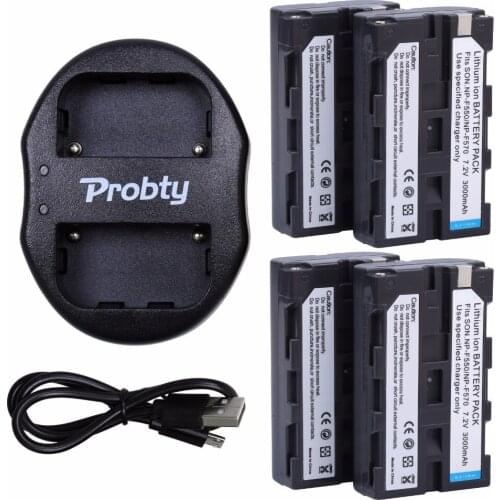 Probty 4Pcs NP-F550 NP-F570 NP F550 Battery + USB Dual Charger For Sony CCD-SC55 TRV81 GV-D200 D800 TR917 TRV75 PM090 MVC-FD83K
