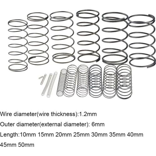 10PCS 1.2*6*10-50mm Spring Steel Small Compression Release Mechanical Return Spring Pressure Spring OD 6mm 1.2x6x10-50mm
