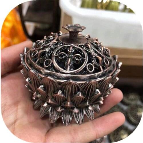 Retro Lotus metal Incense Burners Dragon Incense Burner Mini Sandalwood Censer Craft Home Office Decoration