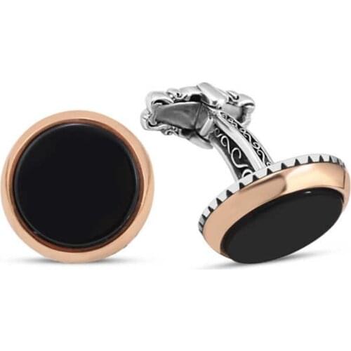 Silver Black Onix Stone Cufflinks