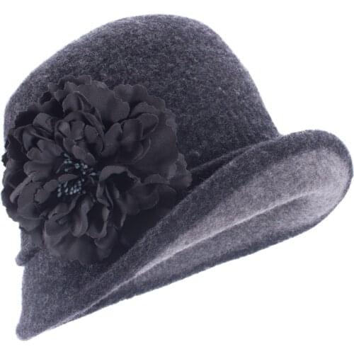 Womens Vintage Style 60% Wool Crochet Bucket Cloche Wedding Church Hat A515