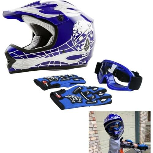 Dot Youth Helmet Child Kids Motorcycle Motocross Full Face Off-road Dirt Bike ATV S M L XL w/ Goggles Gloves