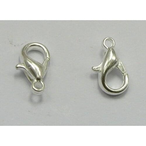 100 Silver Plated Jewelry Lobster Clasp Findings 12x6mm