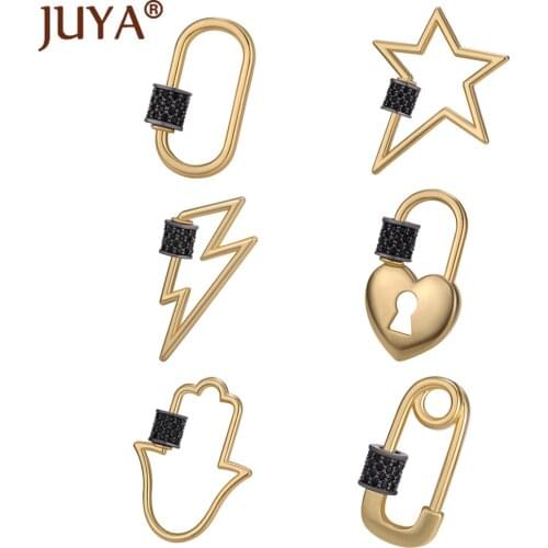 1Pc Trendy Copper Clasps With Black Cubic Zircon Multi Shape Fasteners For Women DIY Jewelry Accessories Necklace Finding