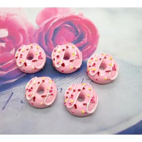 20Pcs Resin Pink Doughnut Crafts Flatback Cabochon Scrapbooking Decorations Fit Hair Clips Embellishments Beads Diy
