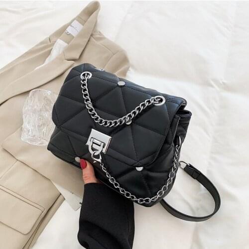 2021 Diamond Chain Crossbody Bags Women Brand Design Simple Shoulder Bag Female Fashion Luxury PU Leather Purse and Handbag