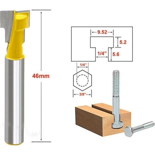 3/8'' T-Slot Cutter 1/4'' Shank Steel Handle Milling Woodworking Router Bit