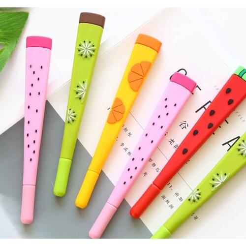 4 pcs Cartoon fruits gel pen for writing 0.5mm ballpoint Black color ink pens Watermelon Stationery Office School supplies A6040
