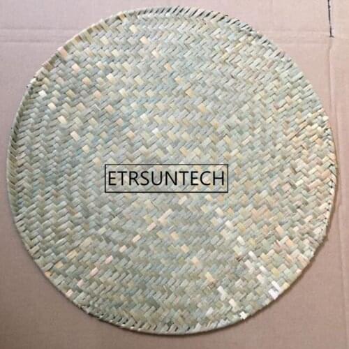 50pcs Natural Cattail Woven Placemats Round Dining Table Mats Heat Insulation Pot Holder Cup Coaster Kitchen Accessories