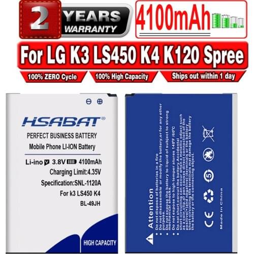 HSABAT BL-49JH 4100mAh Battery for LG K3 LS450 K4 K120 Spree K121 K130 k120e K130e