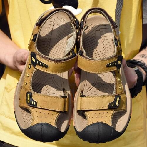 Sandalias hombre de cuero genuino fashion mens handmade sandals hiking footwear mountain water outdoor trekking masculina adulto