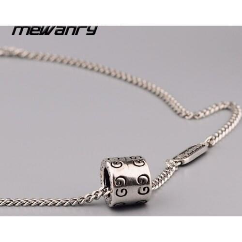 Mewanry Letter Cylinder Sweater Chain 925 Sterling Silver Necklace for Women New Fashion Creative Party Thai Silver Jewelry Gift