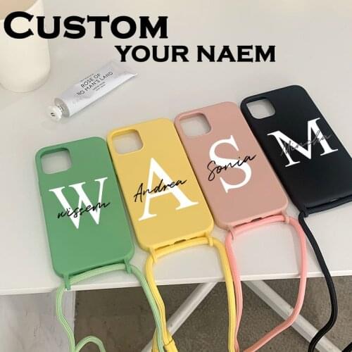 Custom Name logo picture TPU cases with lanyard for iphone 11/12 Pro Max 7 8 6 Plus X XR XS 12mini phone case se Soft DIY Design