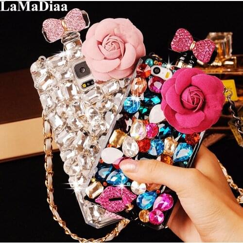 DIY Colorful Diamond Flower Perfume Bottle Case For iphone12 11 Pro XS Max XR X 8 7 6S Plus Samsung Note10 20 9 8 S10 S9 S8 Plus
