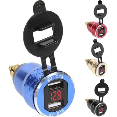 CNC 4.2A Dual USB Charger with Voltmeter for BMW Hella/DIN Plug Motorcycle