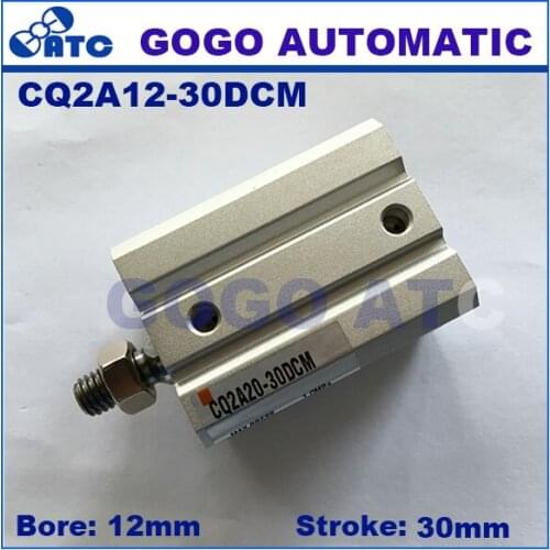 Bore 12mm stroke 30mm double acting with rubber bumper single rod male thread CQ2A12-30DCM aluminum pneumatic compact cylinder