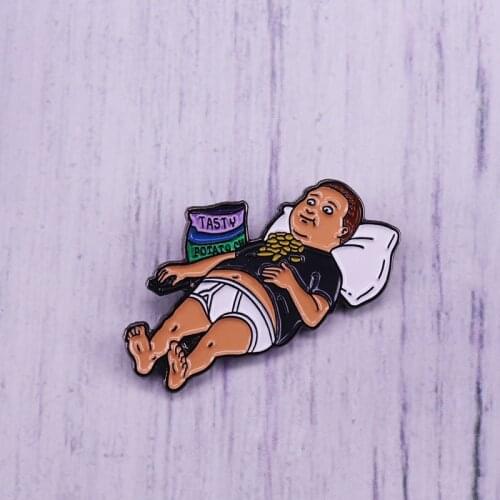 Bobby enamel pin couch potato brooch cute cartoon badge funny anime gift foodie lazy accessory