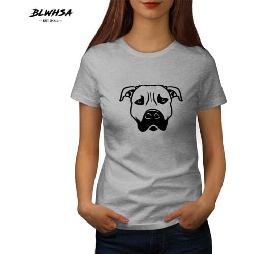 BLWHSA Dog Printed T Shirt Women Fashion Summer 100% Cotton Short Sleeve Funny T-Shirt Dog Animal Print Women Tops Tees Clothing