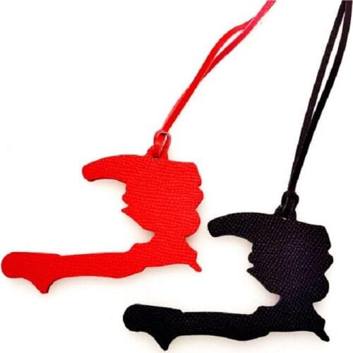 Haiti Map Key Ring Classic Leather Key Chain Lady Bag Pendant Car Accessories Gift For Female Friends