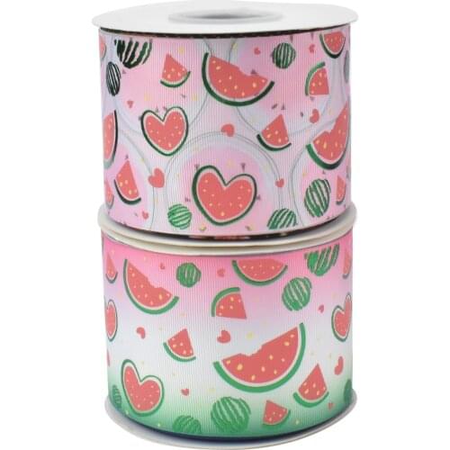 HSDRibbon 75mm 3inch hsd-design custom Watermelon Pattern on Grosgrain Ribbon