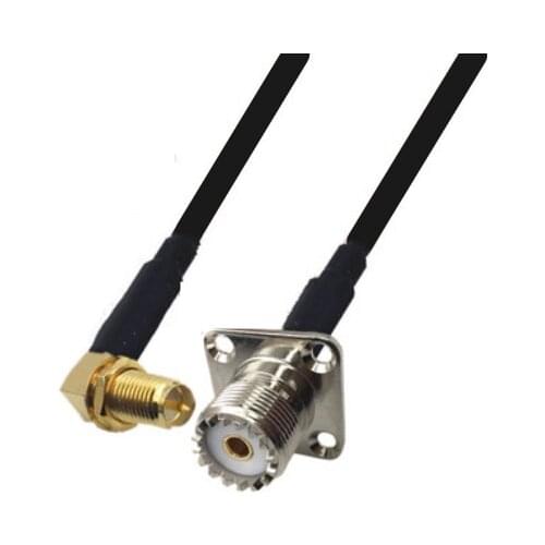 RG174 Cable RP-SMA Female Right Angle To UHF SO239 Female 4 Hole Flange Panel Mount RF Coaxial Cable